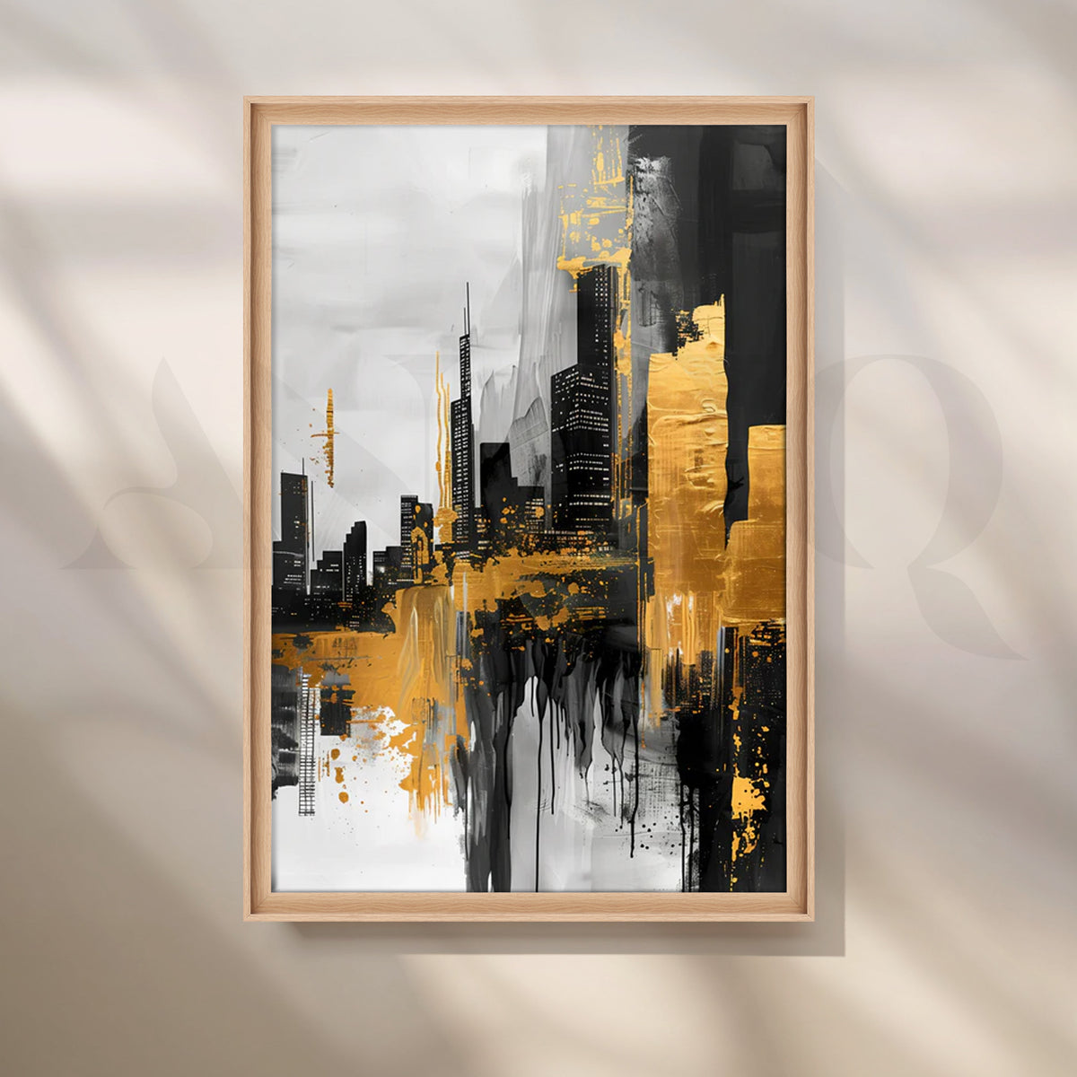 Golden Metropolis Canvas Painting for Entryway – Asha Art Studio – Image 5