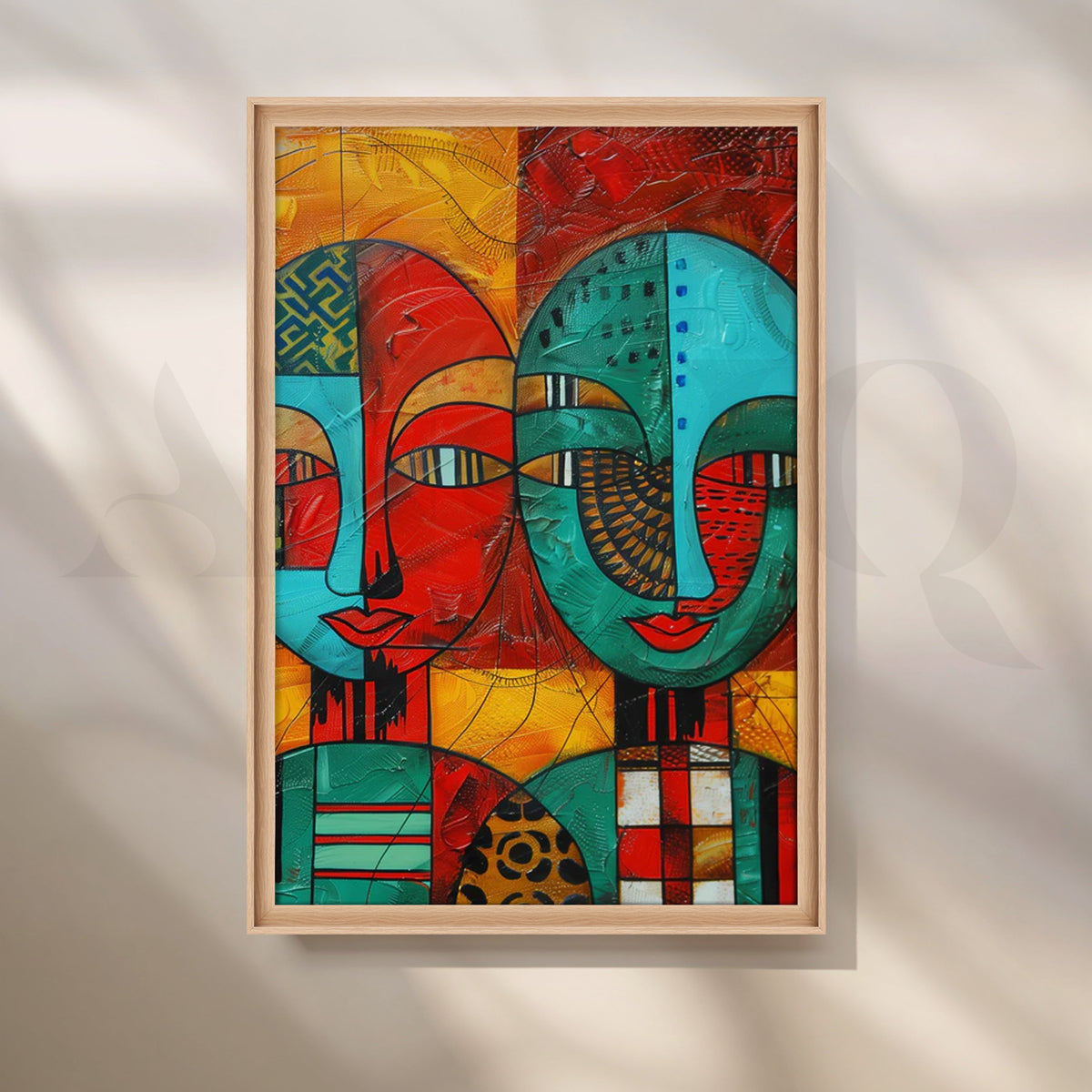 Dual Masks Mosaic Canvas Painting for Dining Room – Asha Art Studio – Image 5