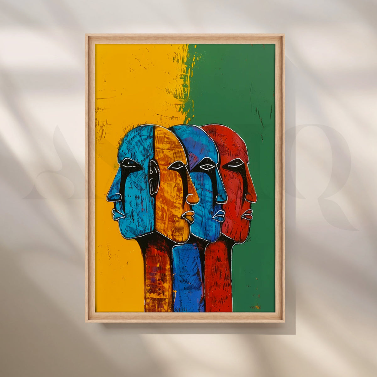 Tricolor Muse Canvas Painting for Living Room – Asha Art Studio – Image 5