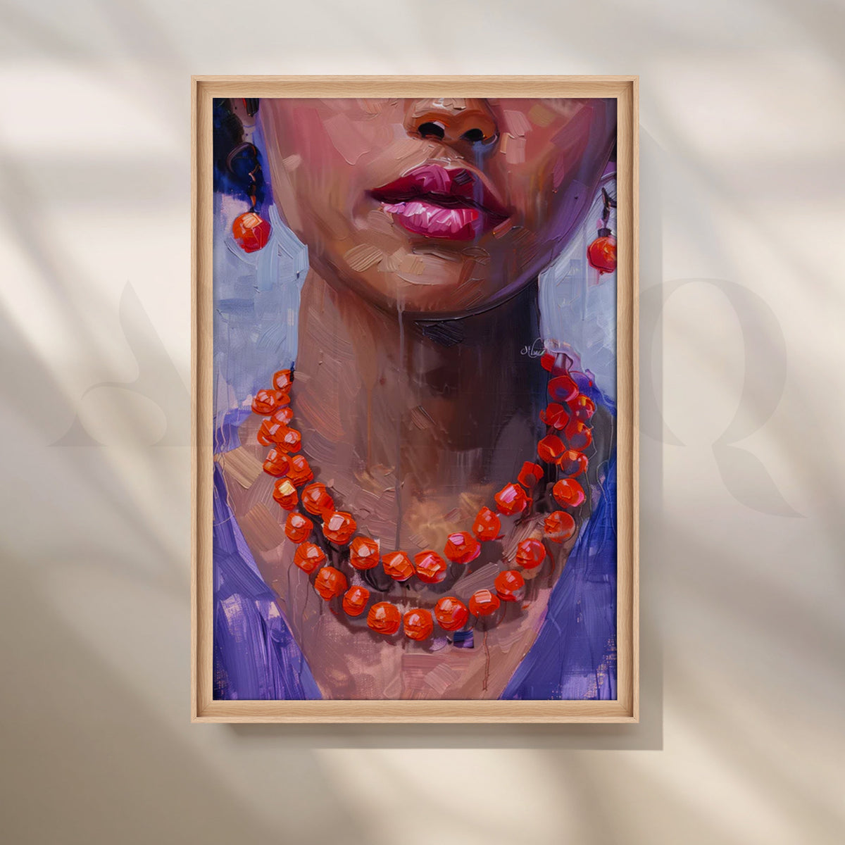 Coral Beads Elegance Canvas Painting for Dressing Room – Asha Art Studio – Image 5