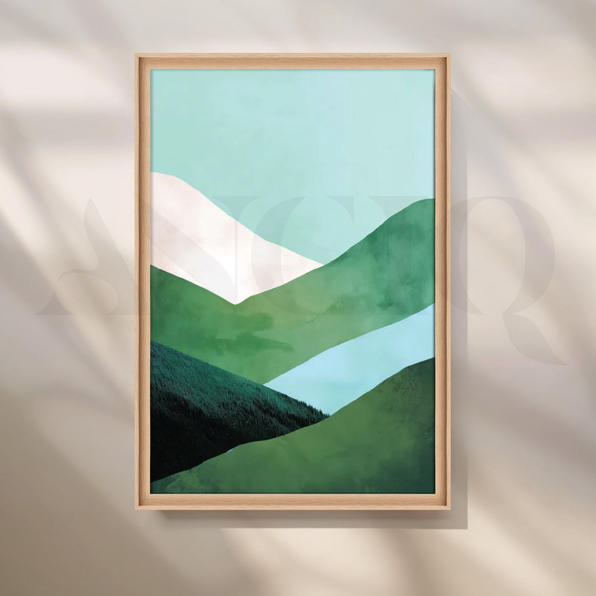 Serene Green Valleys Canvas Painting for Living Room – Asha Art Studio – Image 5
