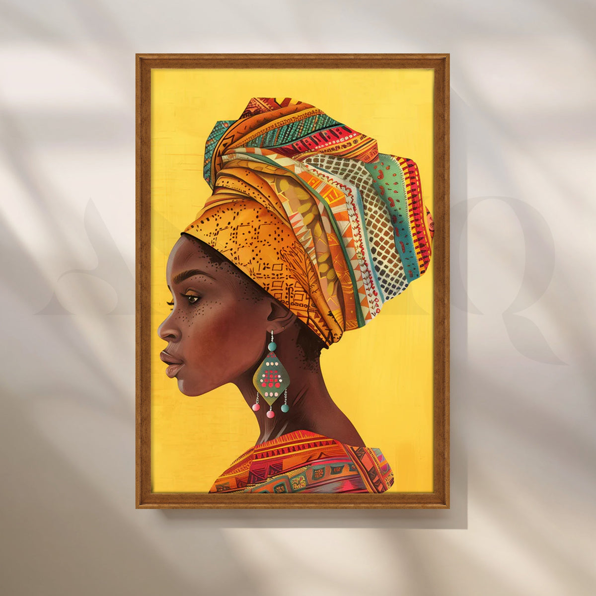 Golden Gele Profile Canvas Pop Art for Stylish Entryway – Asha Art Studio – Image 6