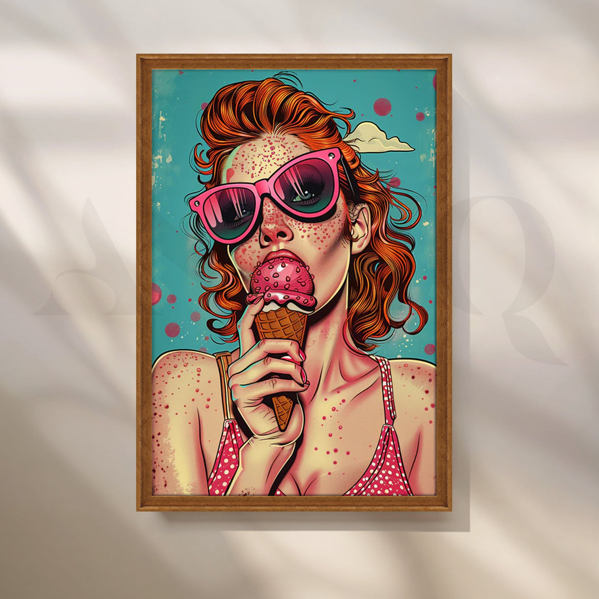 Freckled Girl in Pink Shades with Ice Cream – Asha Art Studio – Image 6