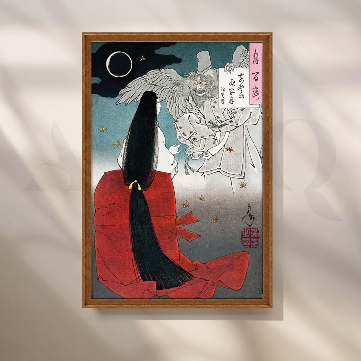Moonlit Yokai Encounter Canvas Painting for Living Room & Study – Asha Art Studio – Image 6