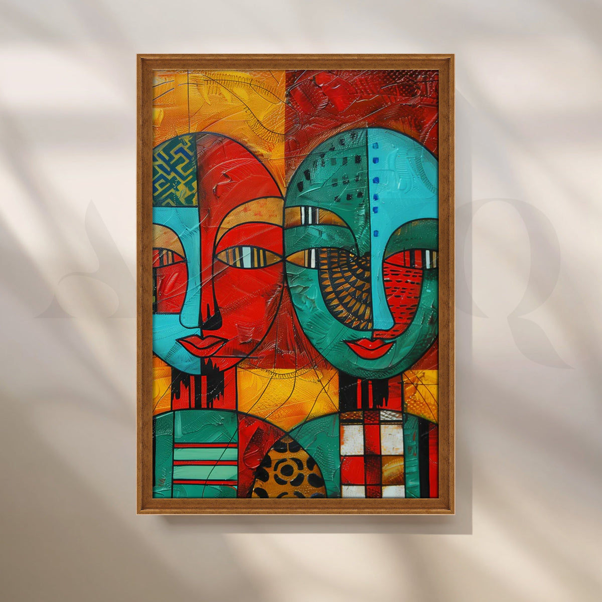 Dual Masks Mosaic Canvas Painting for Dining Room – Asha Art Studio – Image 6