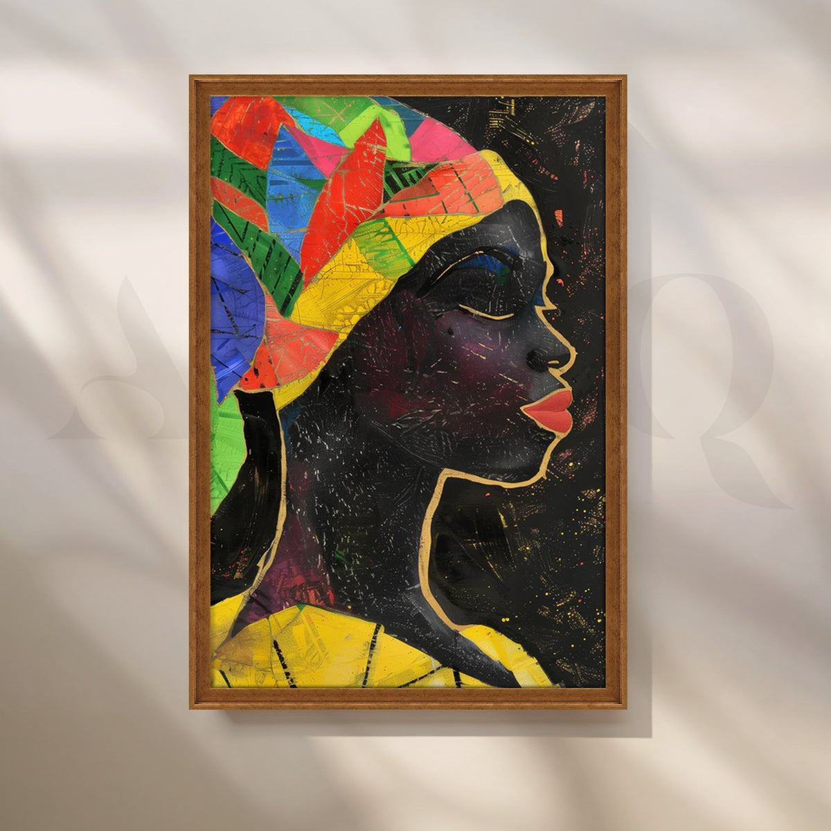 Noir Kente Profile Canvas Painting for Hallway – Asha Art Studio – Image 6