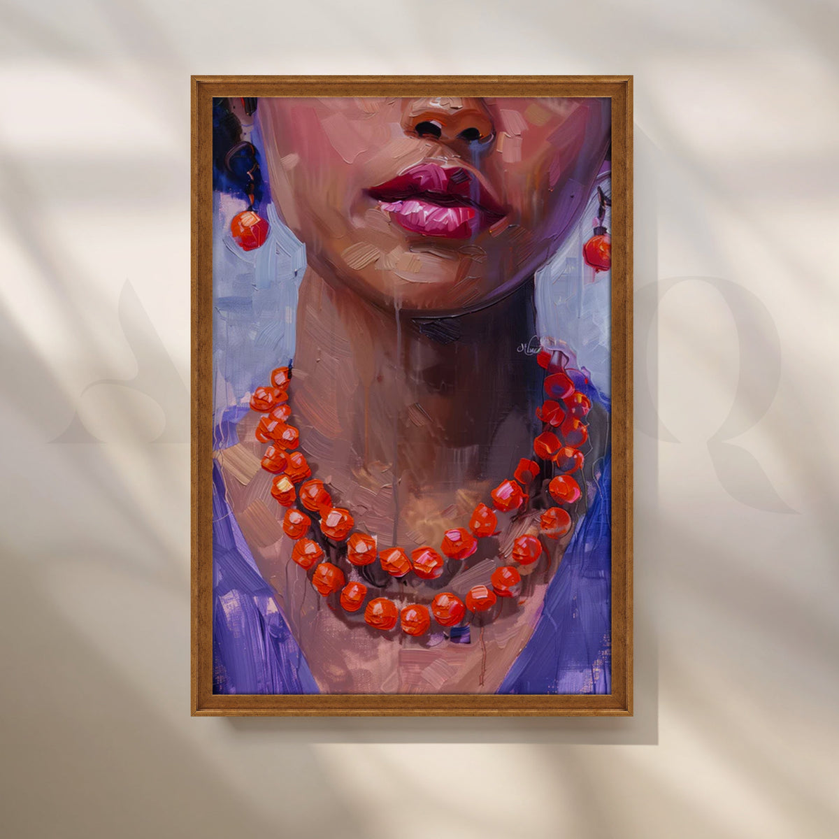Coral Beads Elegance Canvas Painting for Dressing Room – Asha Art Studio – Image 6