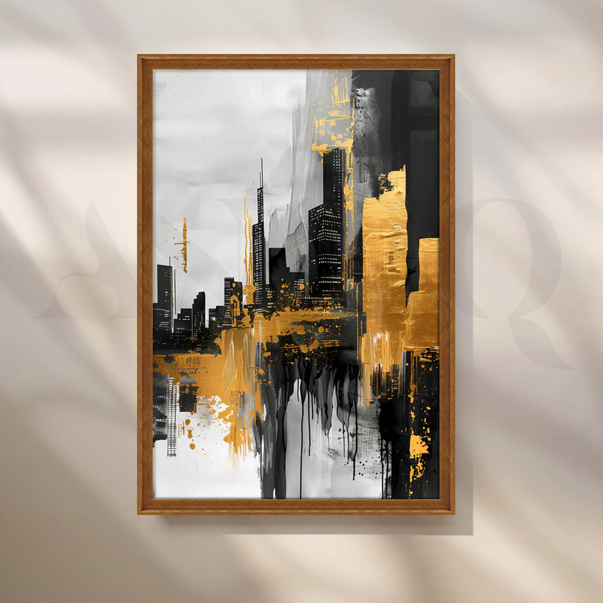 Golden Metropolis Canvas Painting for Entryway – Asha Art Studio – Image 6