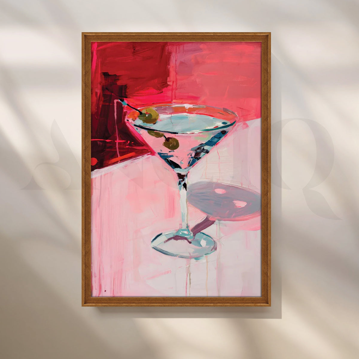 Olive Twist Martini Canvas Painting for Home Bar or Dining Room – Asha Art Studio – Image 6