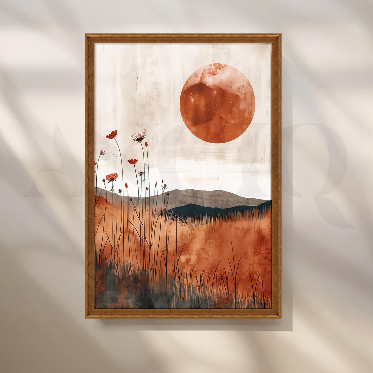 Terracotta Sunfield’ Canvas Painting for Living Room – Asha Art Studio – Image 6