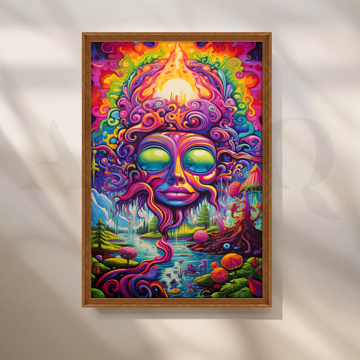 Psychedelic River Goddess Canvas Painting for Gaming Room/Creative Studio – Asha Art Studio – Image 6