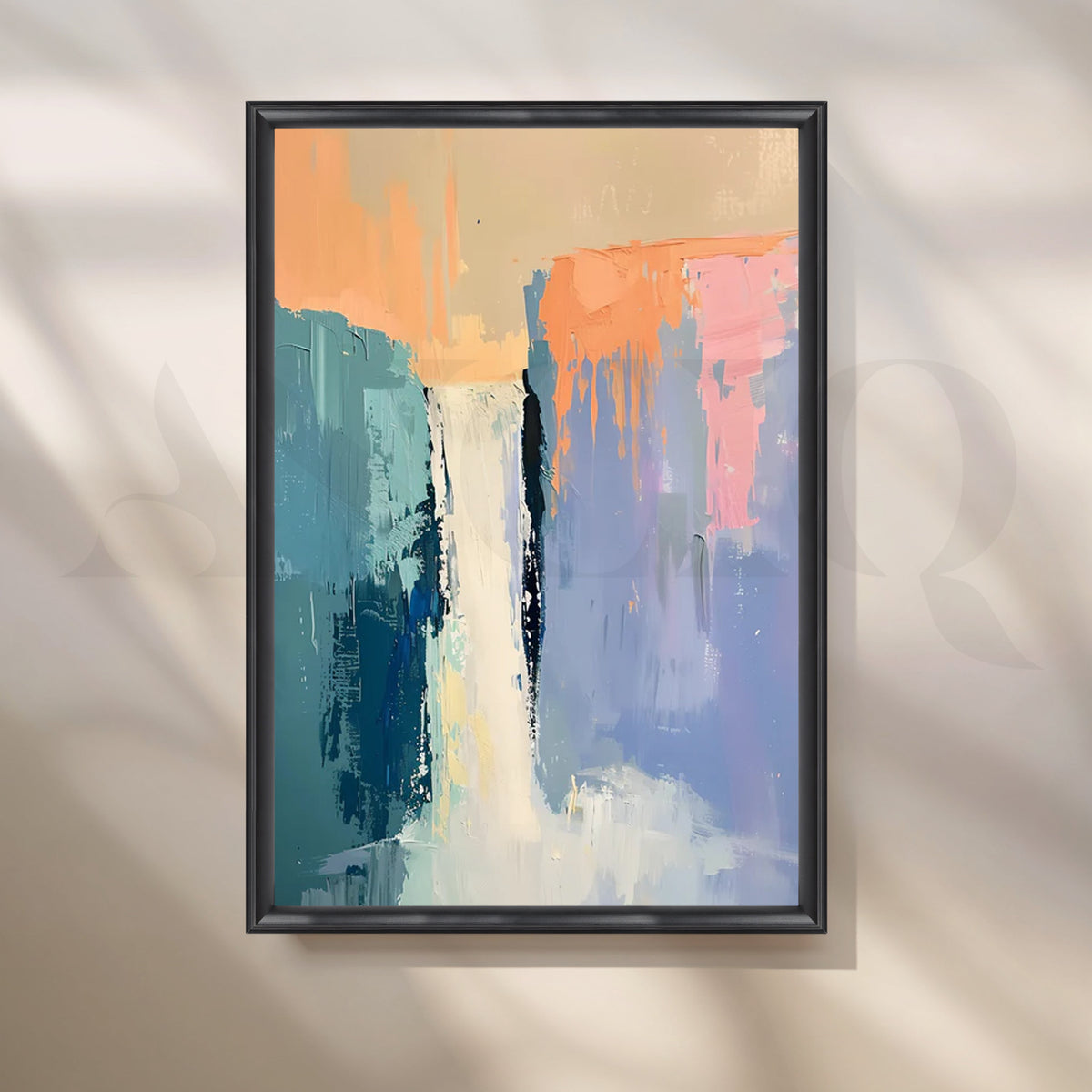 Cascade Calm Waterfall Abstract Canvas Painting for Spa Bathrooms – Asha Art Studio – Image 3