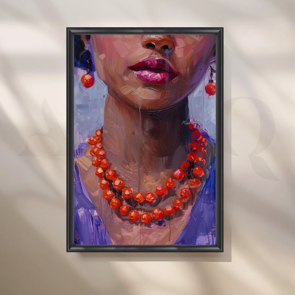 Coral Beads Elegance Canvas Painting for Dressing Room – Asha Art Studio – Image 3