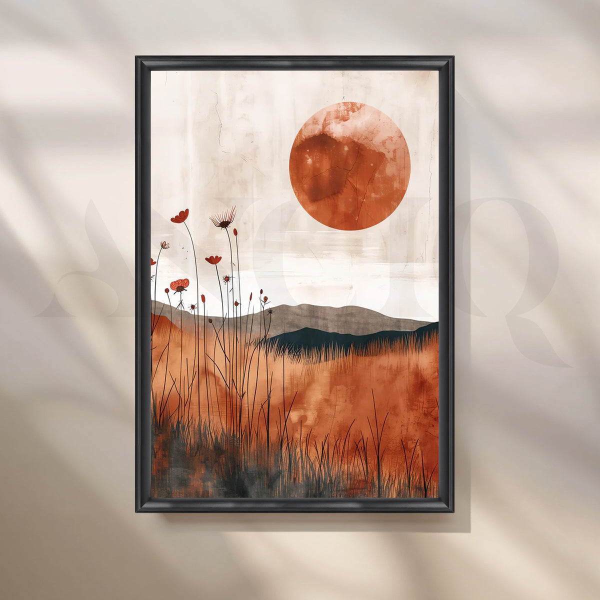 Terracotta Sunfield’ Canvas Painting for Living Room – Asha Art Studio – Image 3
