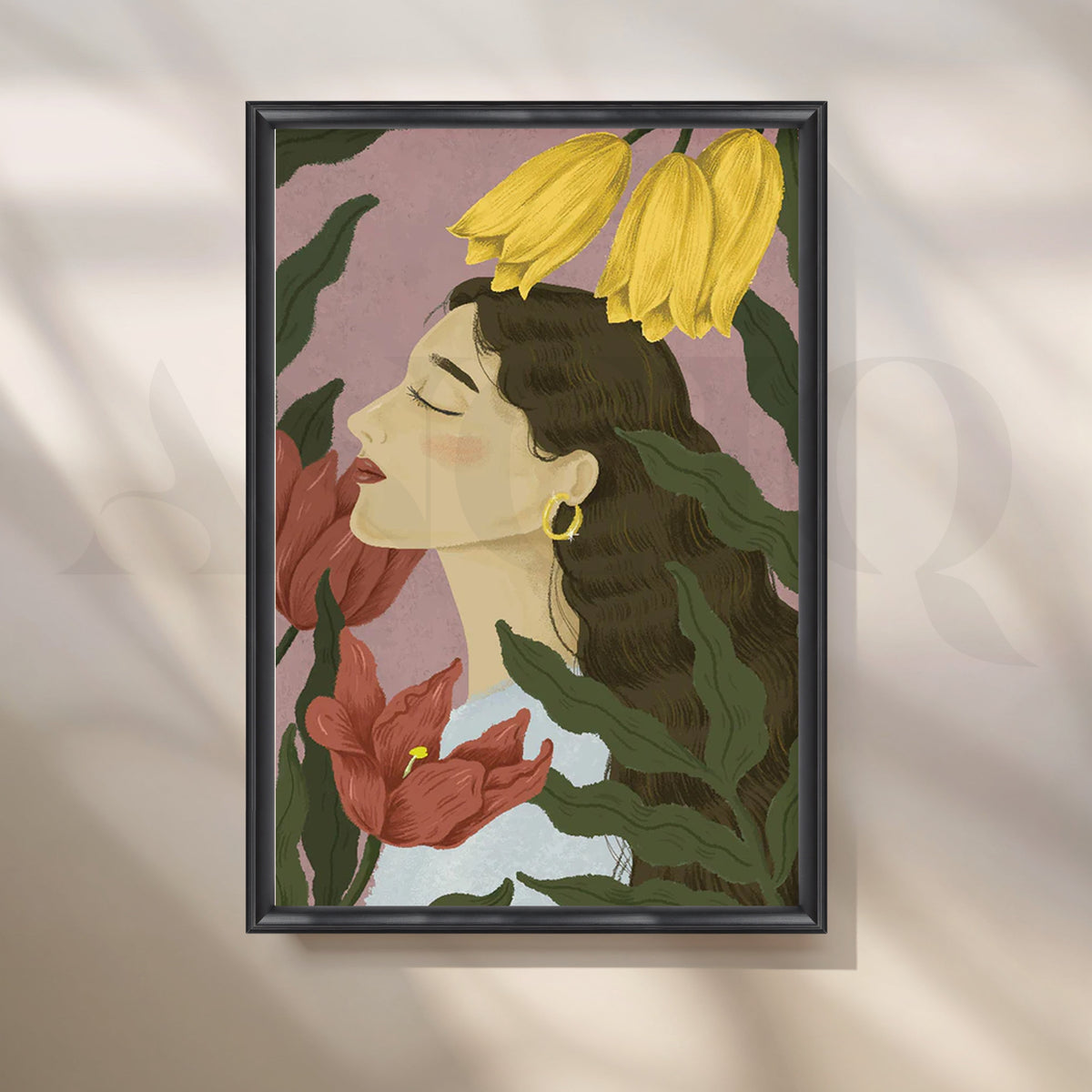 Floral Reverie Muse’ Canvas Artwork – Asha Art Studio – Image 3