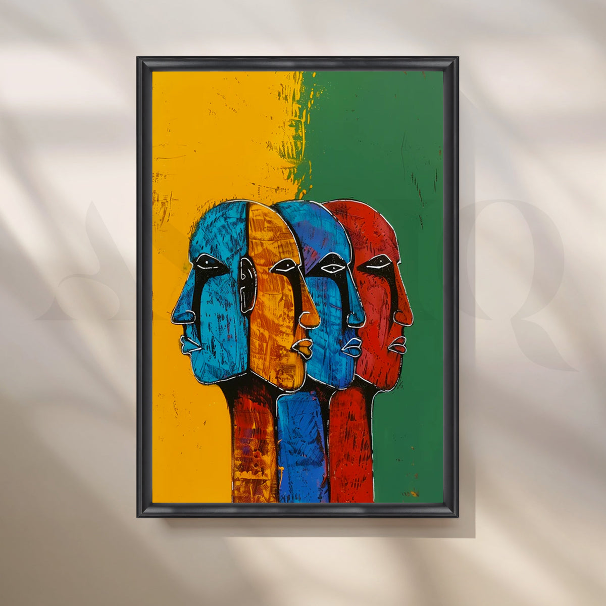 Tricolor Muse Canvas Painting for Living Room – Asha Art Studio – Image 3