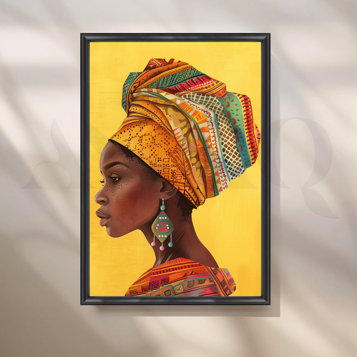 Golden Gele Profile Canvas Pop Art for Stylish Entryway – Asha Art Studio – Image 3