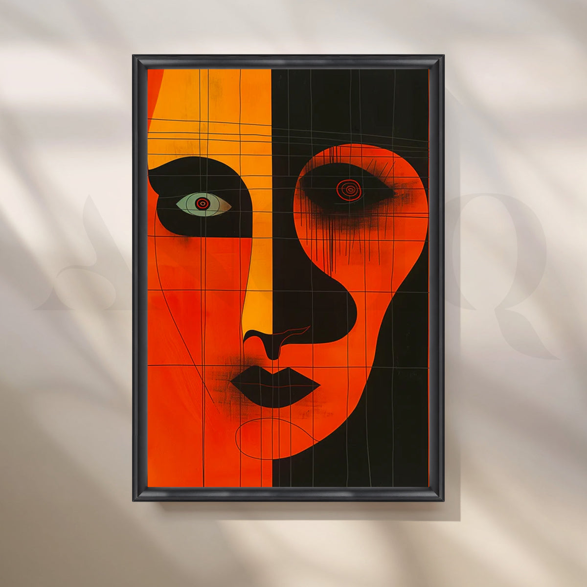 Ember Noir Face Canvas Painting for Living Room – Asha Art Studio – Image 3