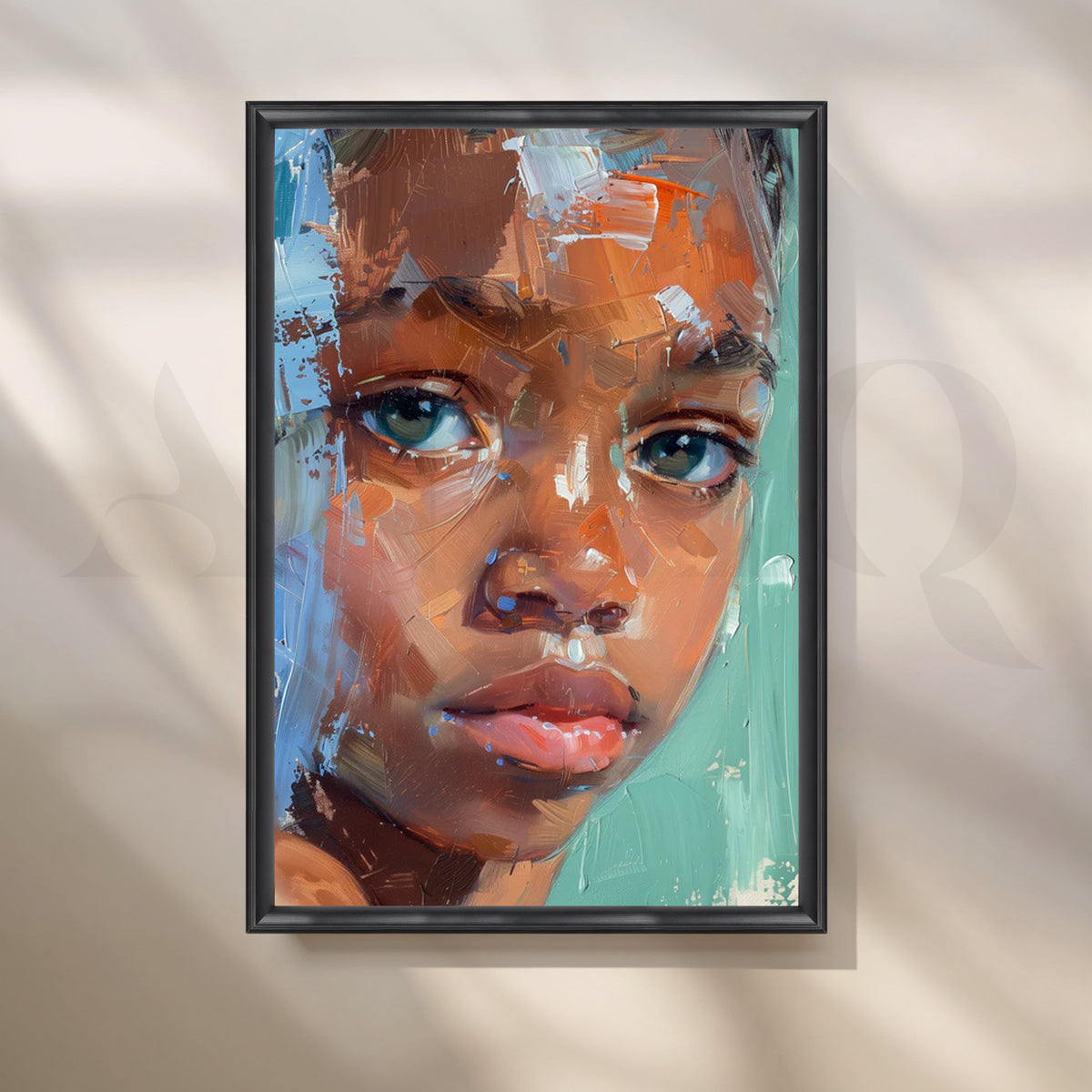 Sea-Glass Eyes Canvas Painting for Nursery – Asha Art Studio – Image 3
