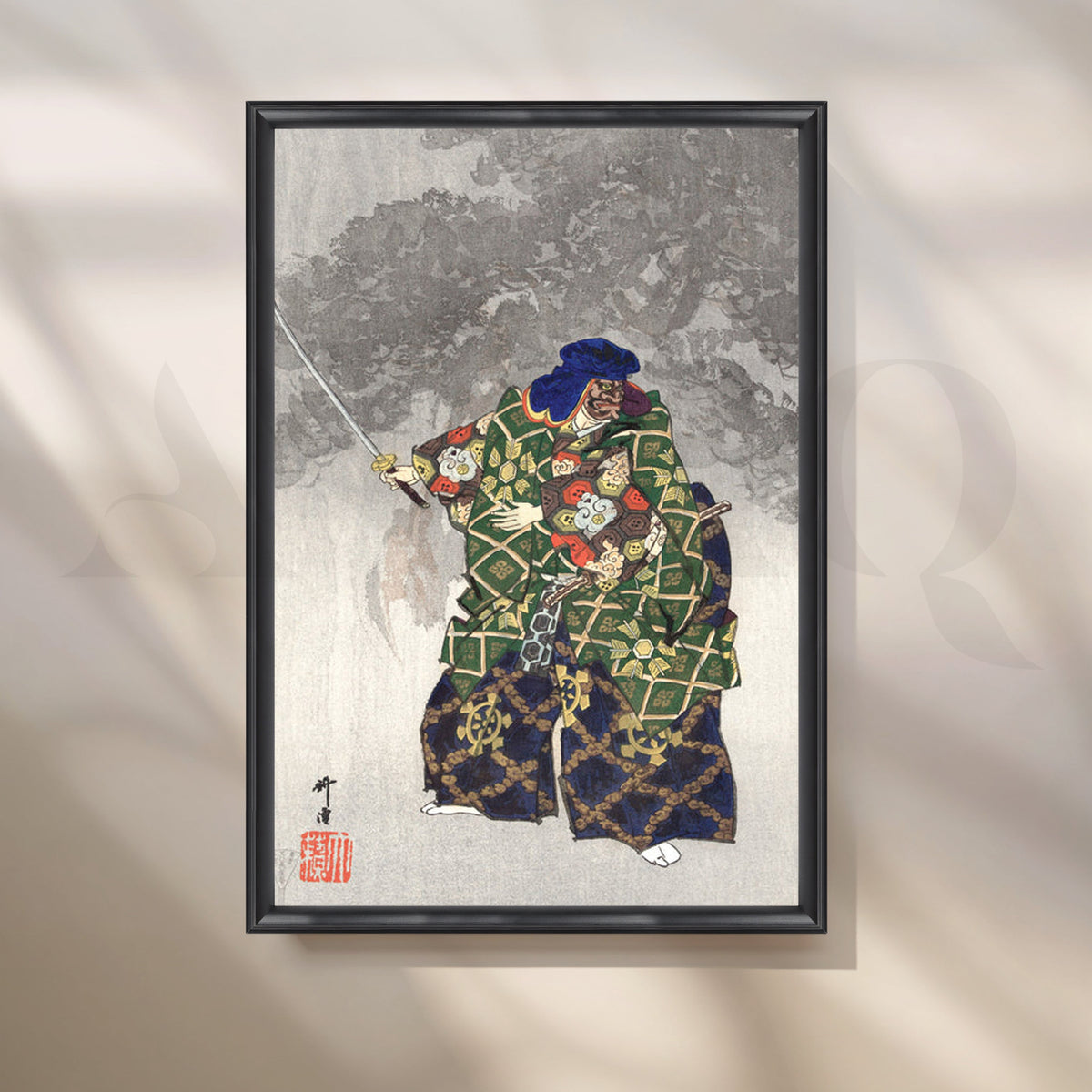 Samurai Warrior Ukiyo-e Canvas Painting for Home Office & Living Room – Asha Art Studio – Image 3