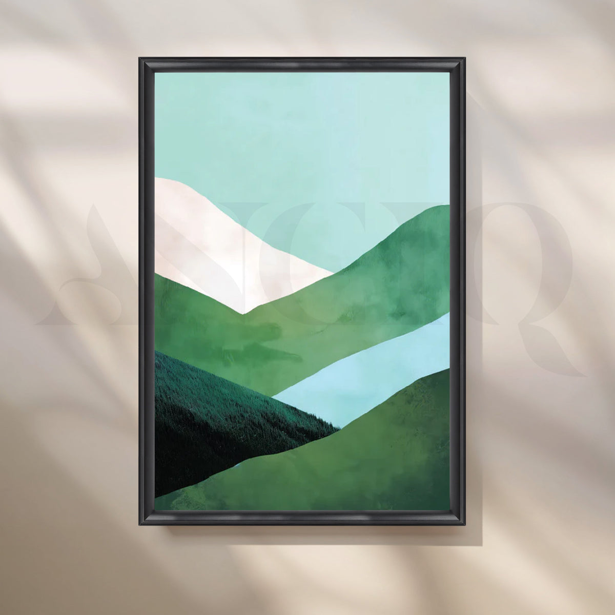 Serene Green Valleys Canvas Painting for Living Room – Asha Art Studio – Image 3
