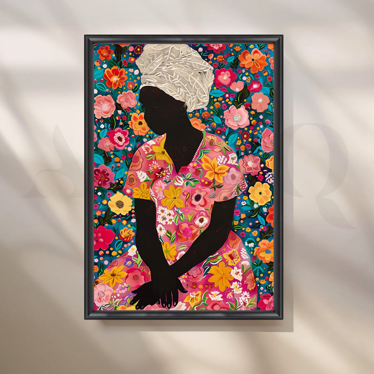 Floral Reverie Silhouette Canvas Painting for Bedroom – Asha Art Studio – Image 3