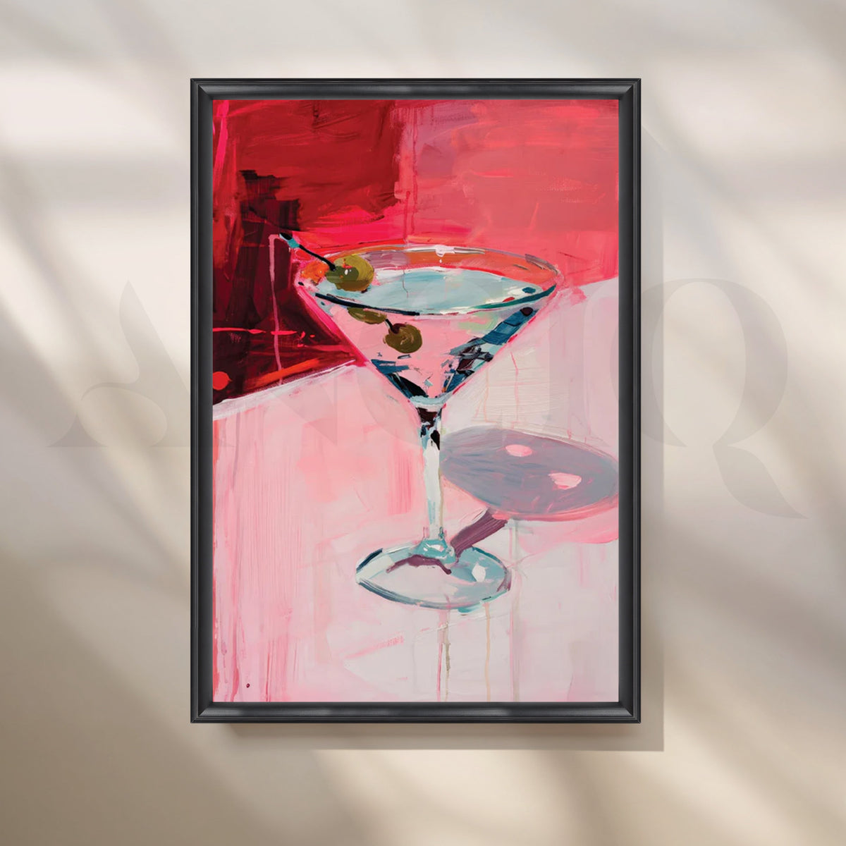 Olive Twist Martini Canvas Painting for Home Bar or Dining Room – Asha Art Studio – Image 3