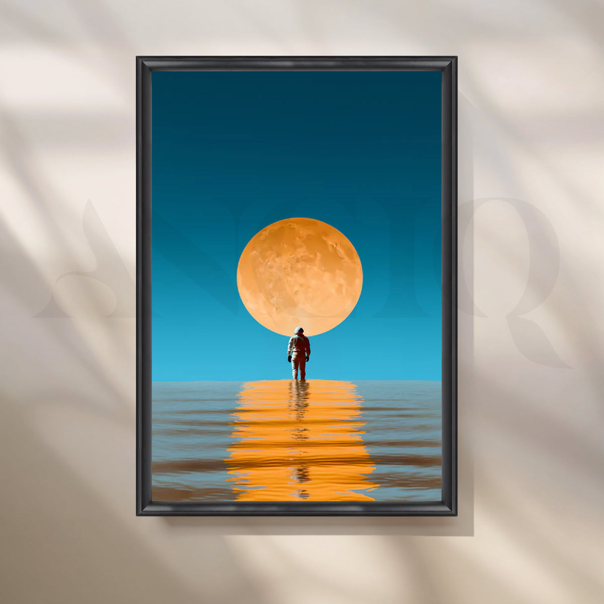 Moonrise Voyager — Surreal Astronaut Seascape Wall Art – Asha Art Studio – Image 3