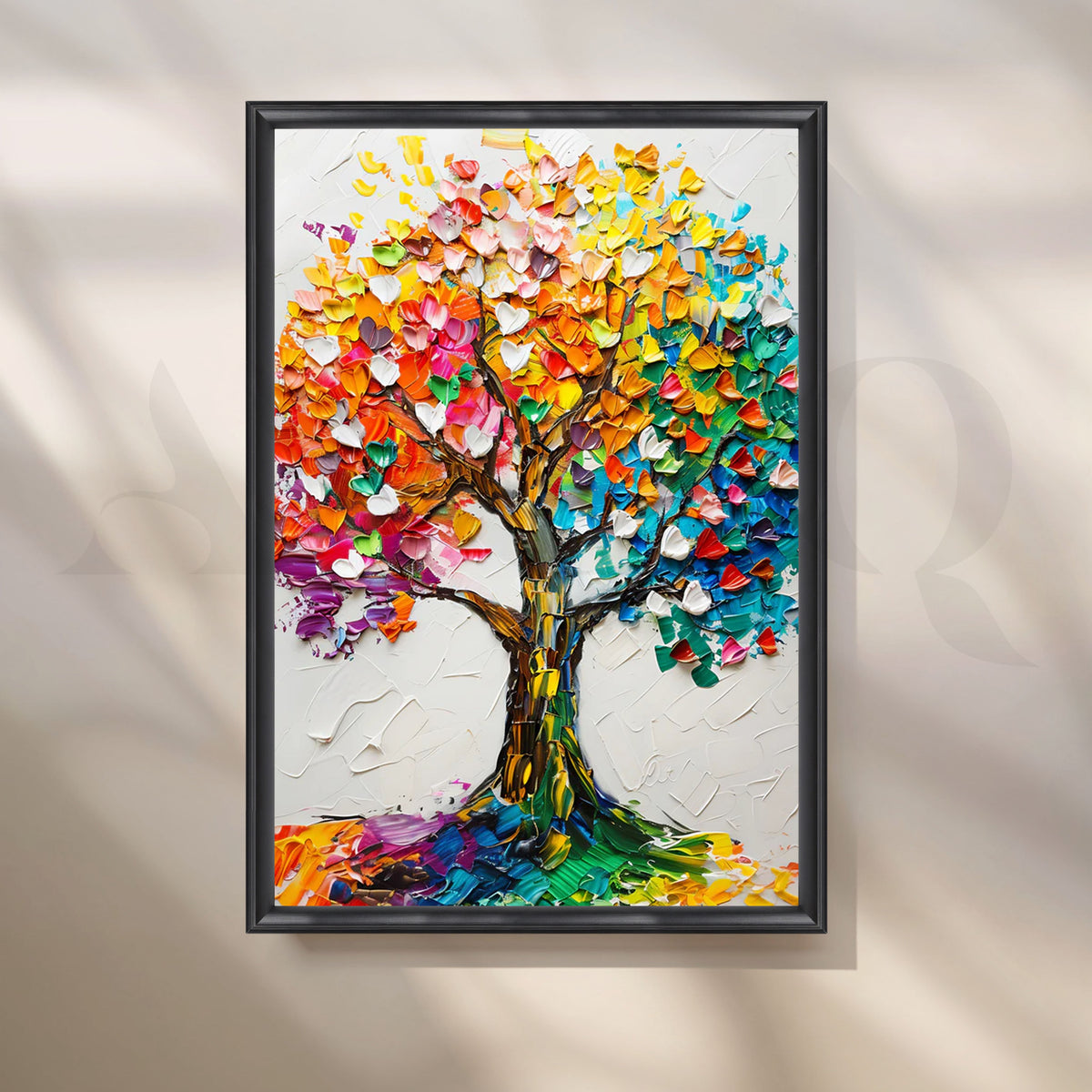Rainbow Impasto Tree’ Canvas Painting for Living Room – Asha Art Studio – Image 3
