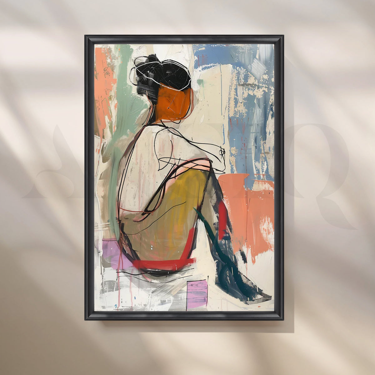 Seated Muse Canvas Painting for Modern Living Room – Asha Art Studio – Image 3