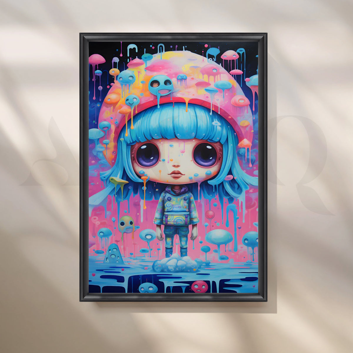 Pastel Drip Galaxy Girl Canvas Painting for Kids Room/Bedroom – Asha Art Studio – Image 3