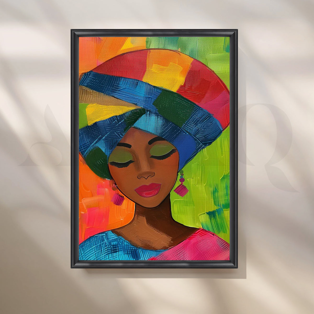 Neon Headwrap Muse Canvas Pop Artwork – Asha Art Studio – Image 3