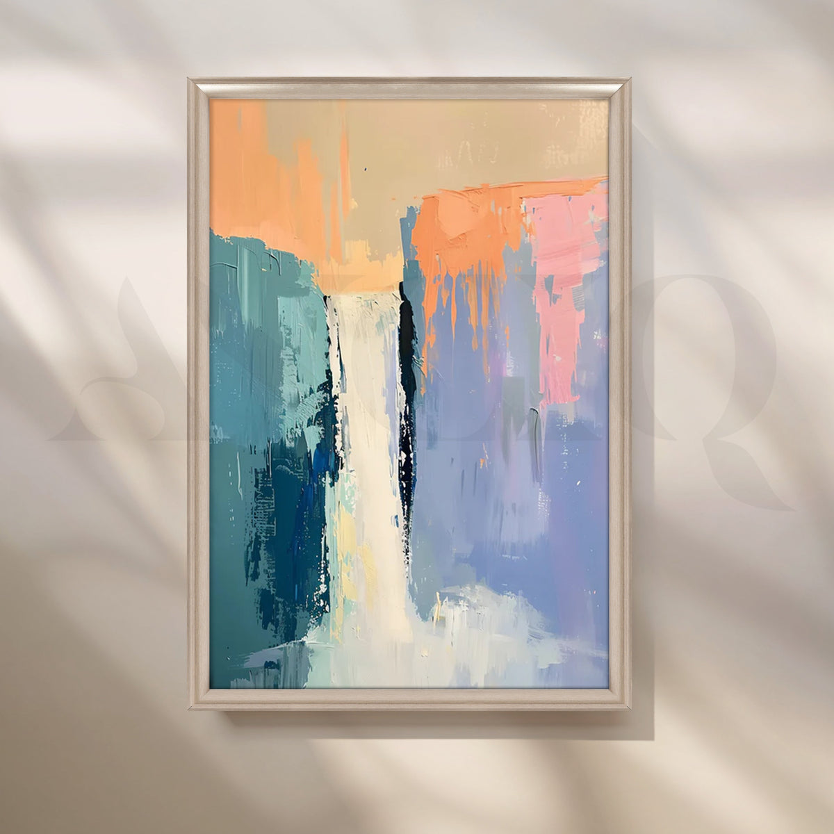 Cascade Calm Waterfall Abstract Canvas Painting for Spa Bathrooms – Asha Art Studio – Image 4