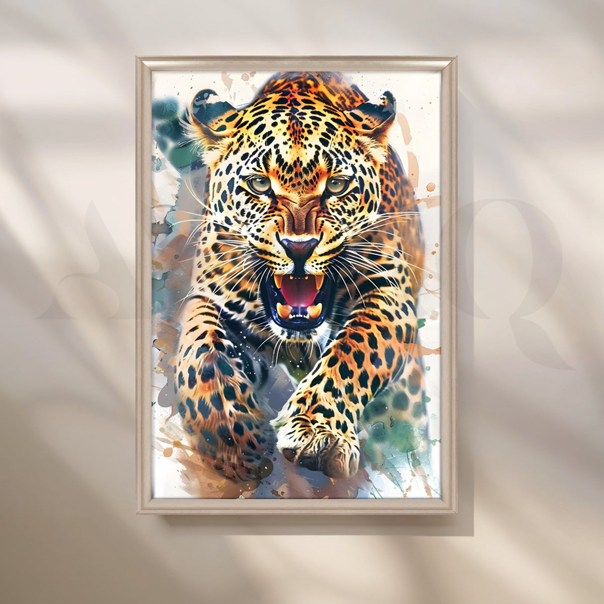 Charging Leopard Canvas Painting for Game Room – Asha Art Studio – Image 4
