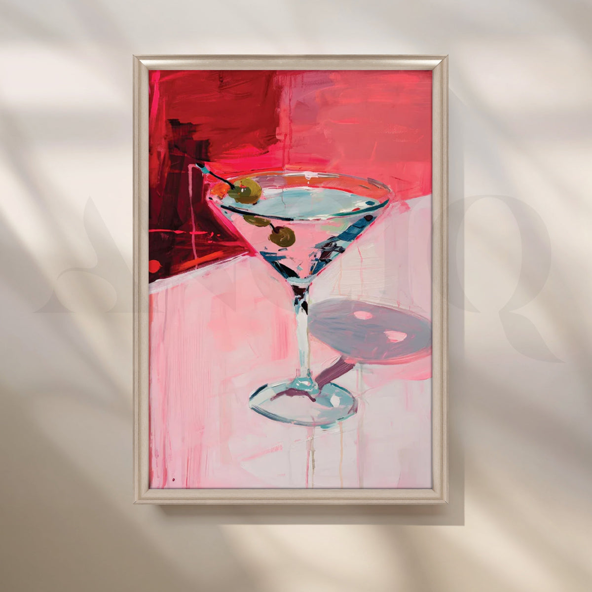 Olive Twist Martini Canvas Painting for Home Bar or Dining Room – Asha Art Studio – Image 4