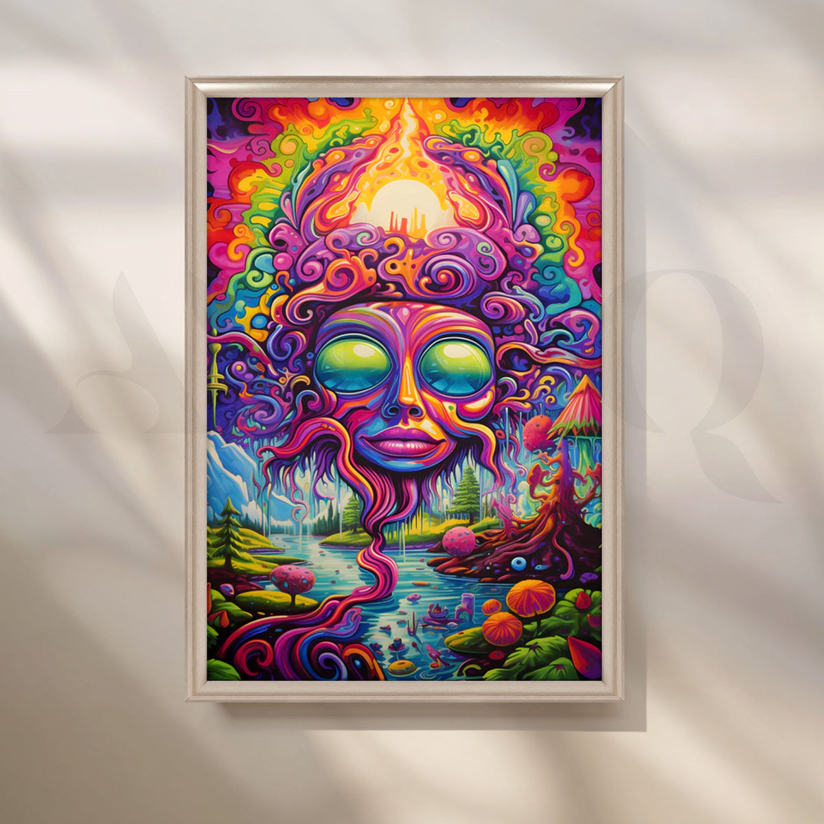 Psychedelic River Goddess Canvas Painting for Gaming Room/Creative Studio – Asha Art Studio – Image 4