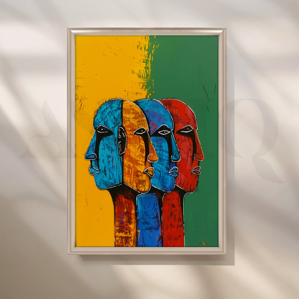 Tricolor Muse Canvas Painting for Living Room – Asha Art Studio – Image 4