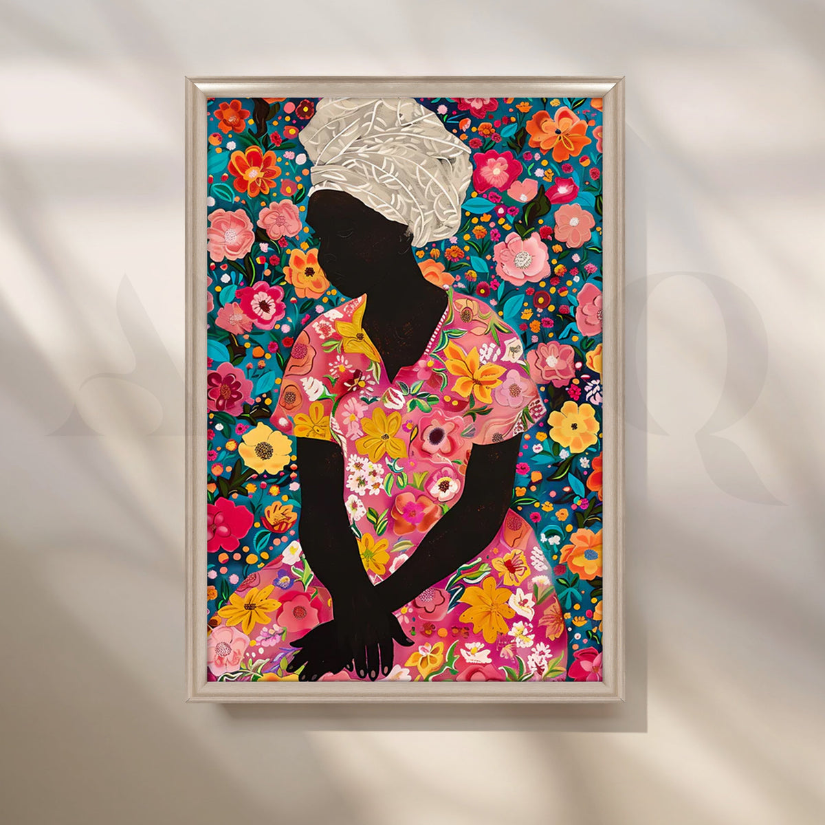 Floral Reverie Silhouette Canvas Painting for Bedroom – Asha Art Studio – Image 4