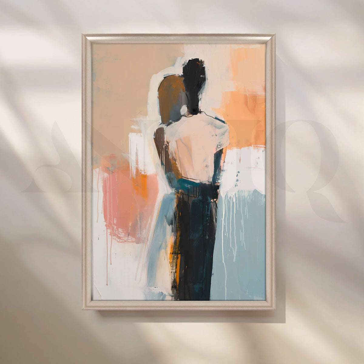 Tender Embrace Canvas Painting for Modern Bedrooms – Asha Art Studio – Image 4