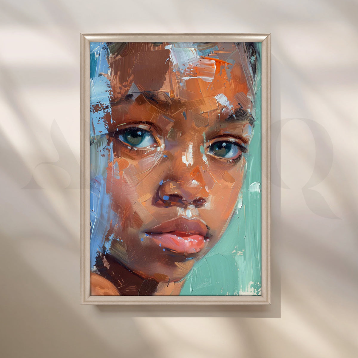 Sea-Glass Eyes Canvas Painting for Nursery – Asha Art Studio – Image 4