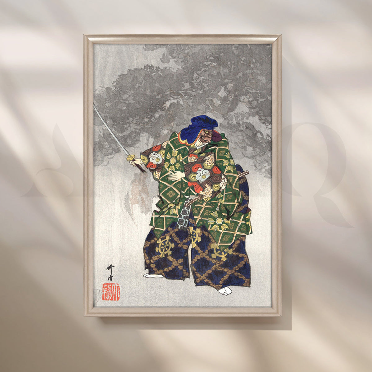 Samurai Warrior Ukiyo-e Canvas Painting for Home Office & Living Room – Asha Art Studio – Image 4