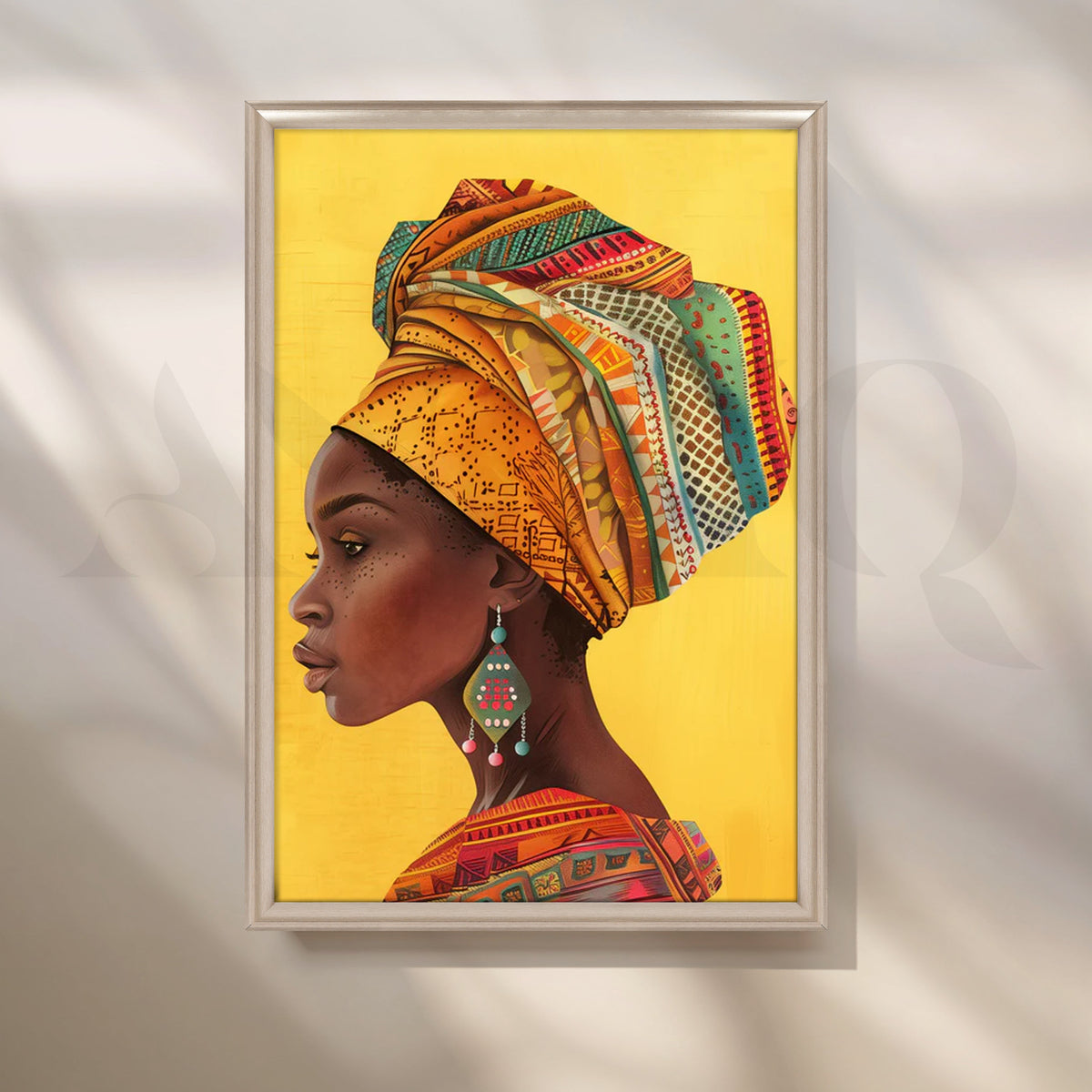 Golden Gele Profile Canvas Pop Art for Stylish Entryway – Asha Art Studio – Image 4