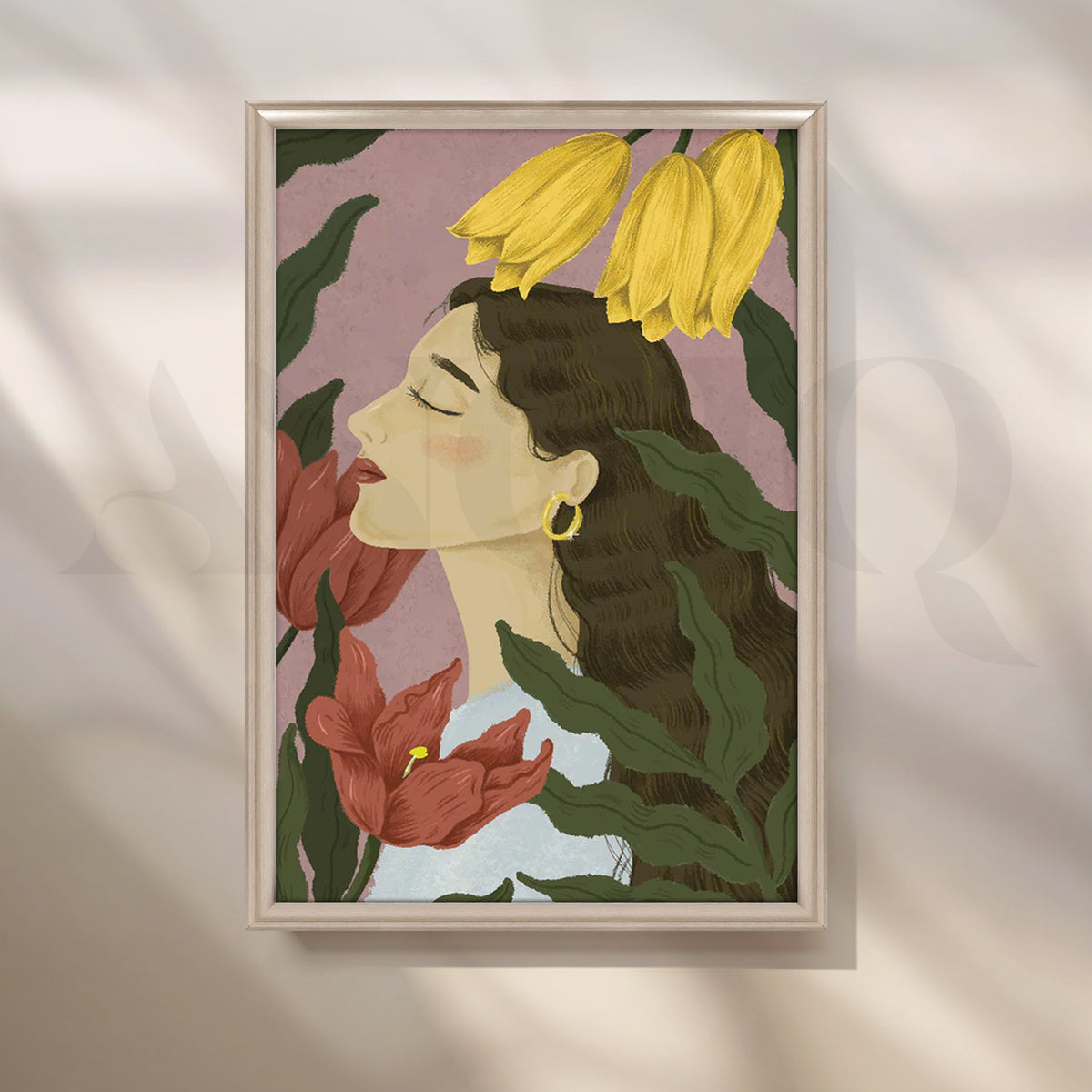 Floral Reverie Muse’ Canvas Artwork – Asha Art Studio – Image 4
