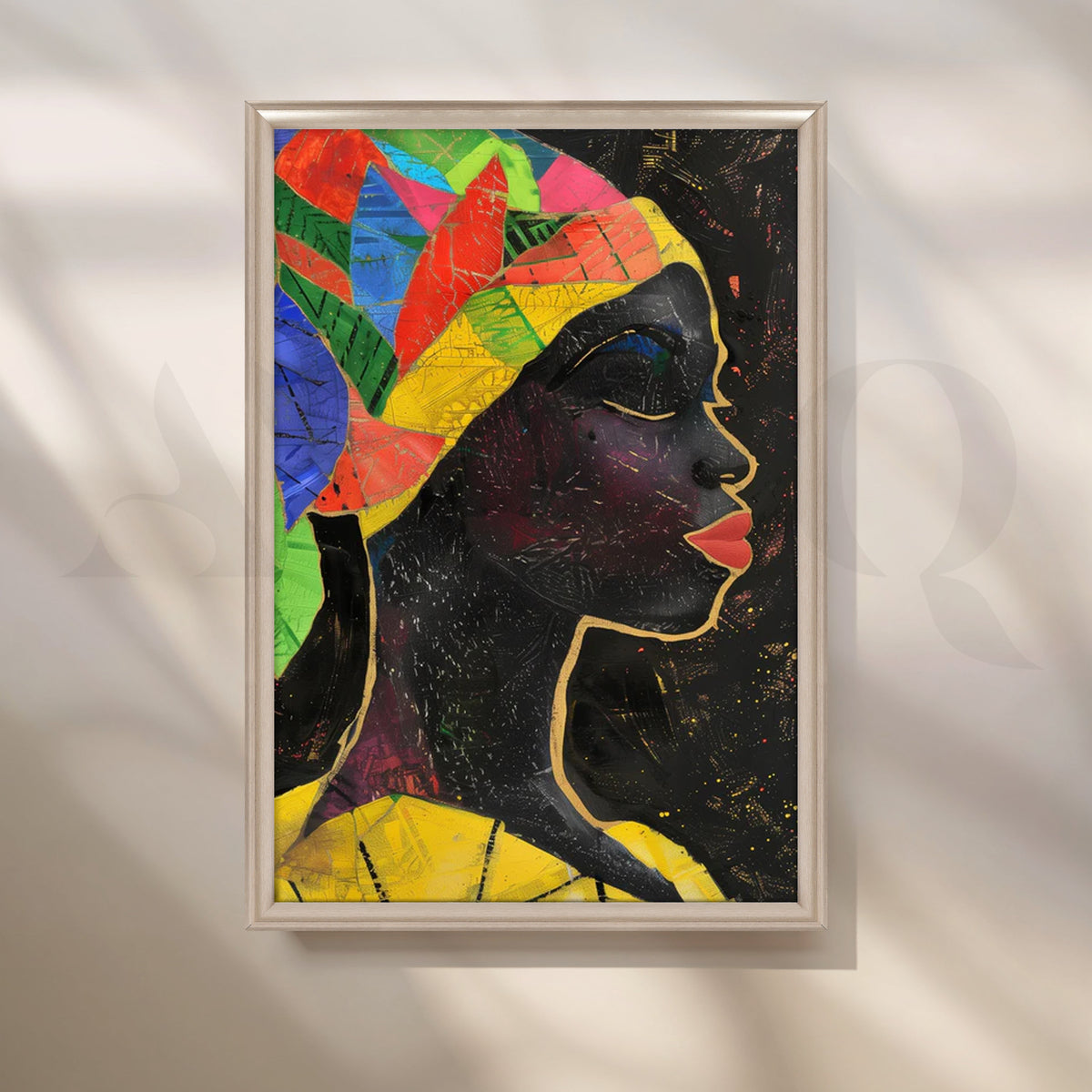 Noir Kente Profile Canvas Painting for Hallway – Asha Art Studio – Image 4