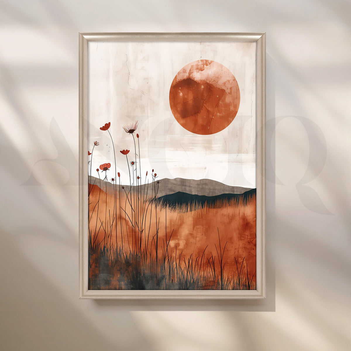Terracotta Sunfield’ Canvas Painting for Living Room – Asha Art Studio – Image 4