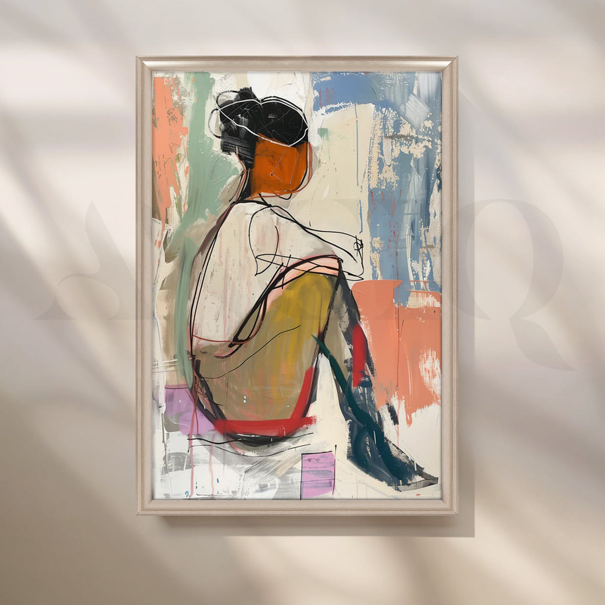 Seated Muse Canvas Painting for Modern Living Room – Asha Art Studio – Image 4