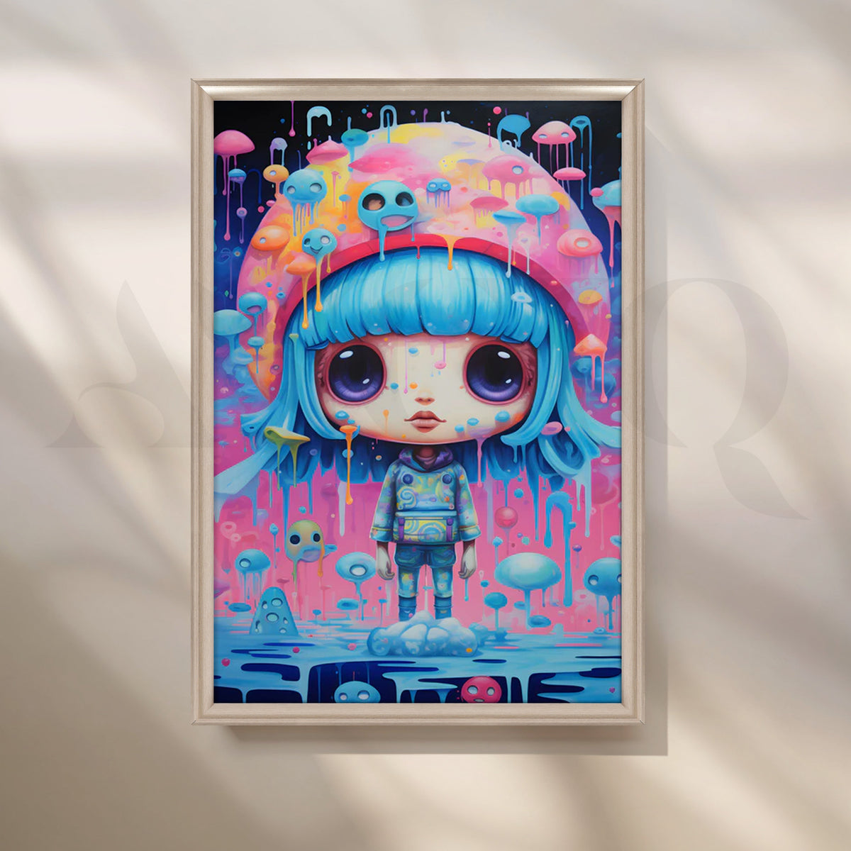 Pastel Drip Galaxy Girl Canvas Painting for Kids Room/Bedroom – Asha Art Studio – Image 4