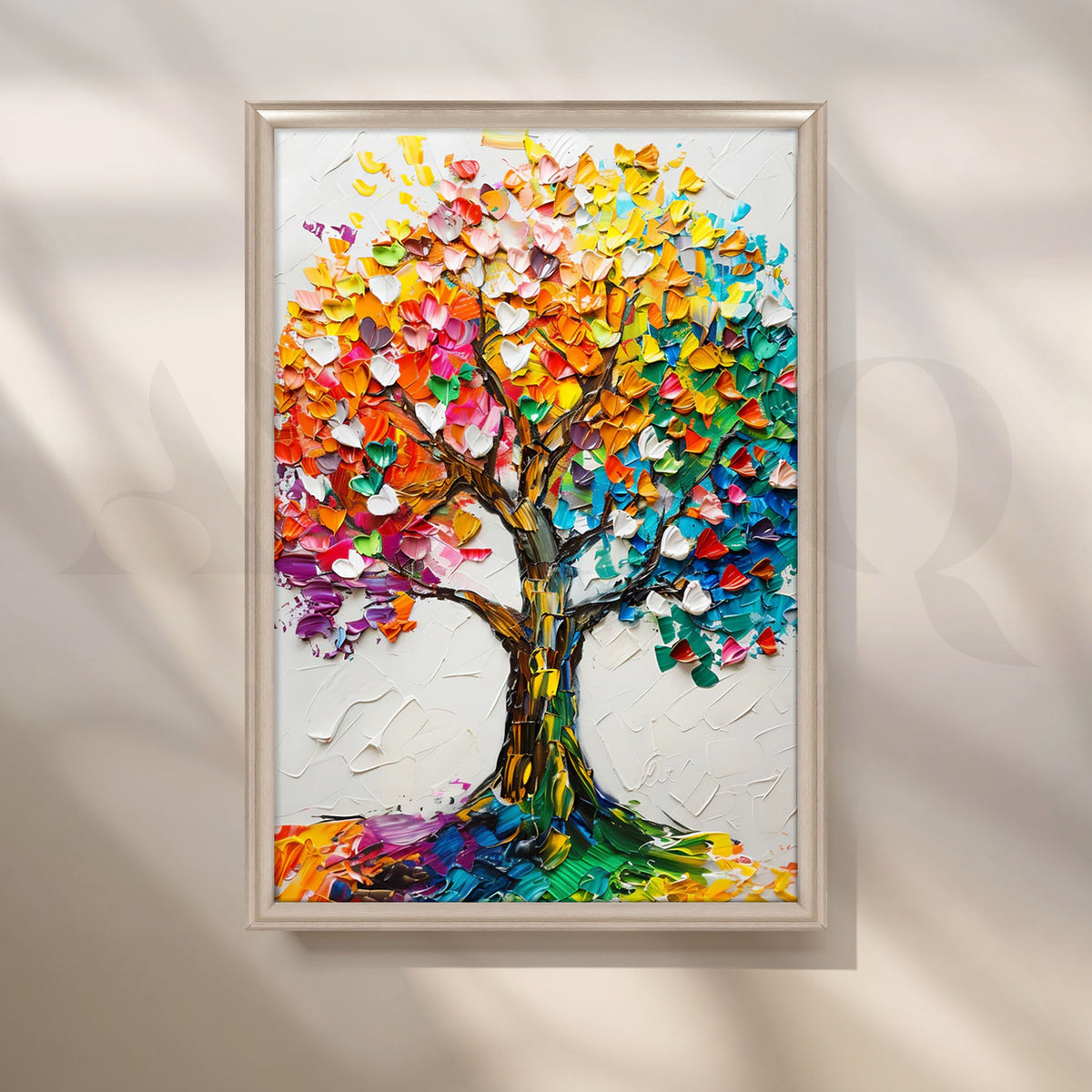 Rainbow Impasto Tree’ Canvas Painting for Living Room – Asha Art Studio – Image 4