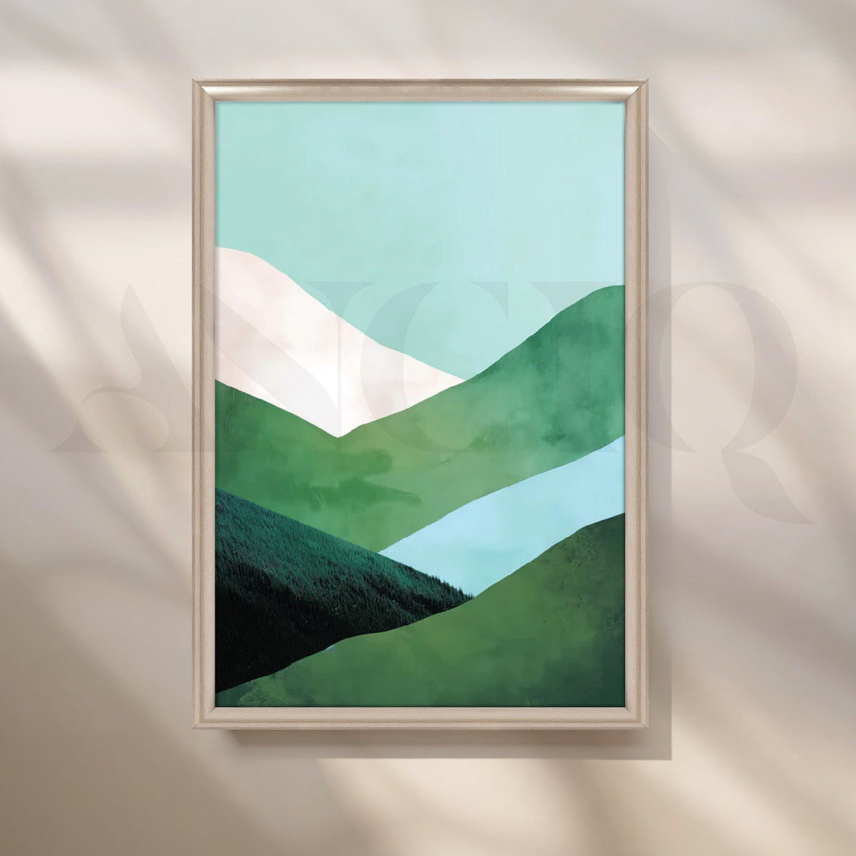 Serene Green Valleys Canvas Painting for Living Room – Asha Art Studio – Image 4