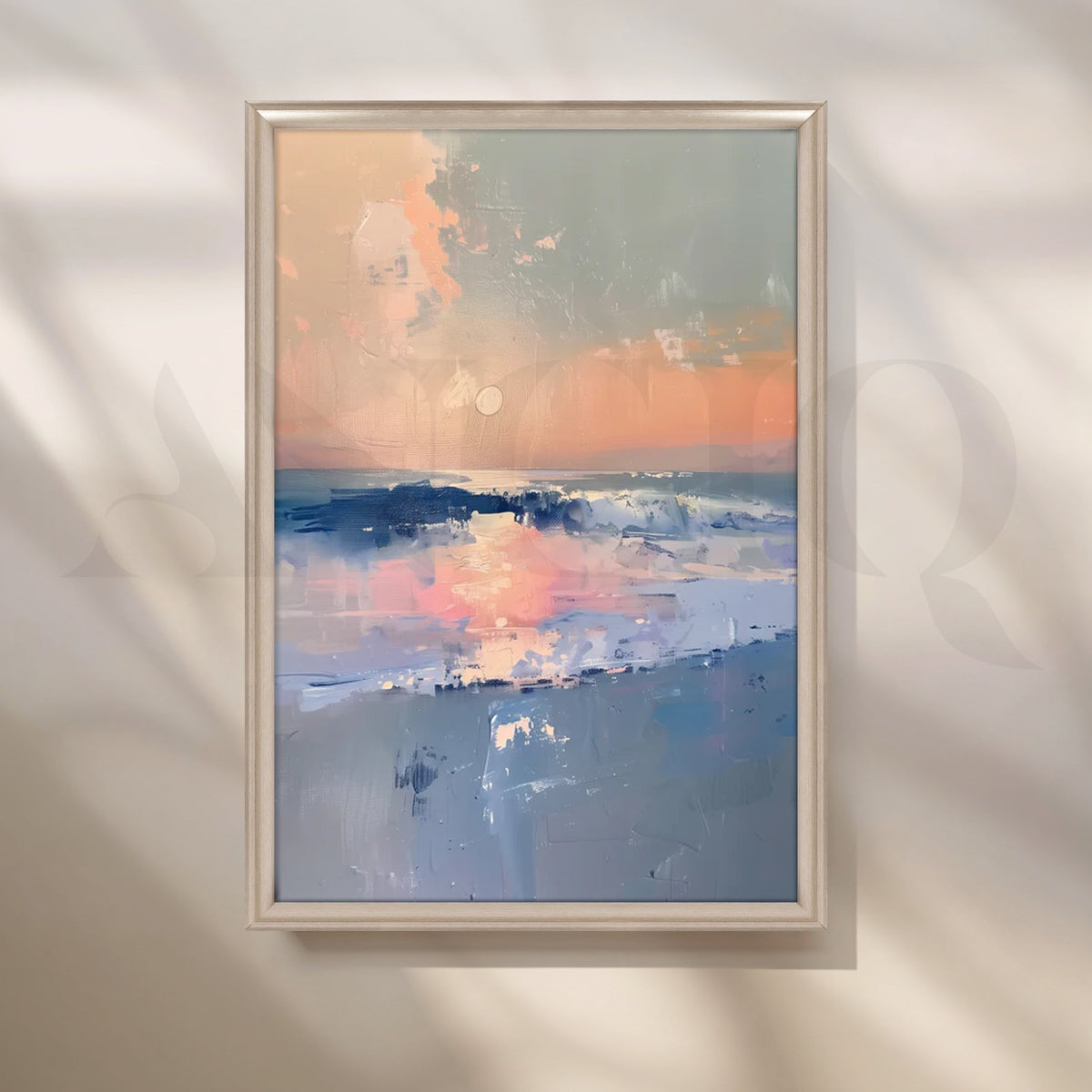 Blush Tide Canvas Painting for Coastal Living Room – Asha Art Studio – Image 4
